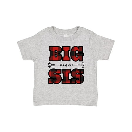 

Inktastic Big Sis Buffalo Plaid Sister Gift Toddler Toddler Girl T-Shirt