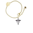 thumbnail image 2 of Delight Jewelry Silvertone Caduceus - PA Gold-tone Rose Link Chain Bracelet, 6.25"+1.75" Extender, 2 of 4
