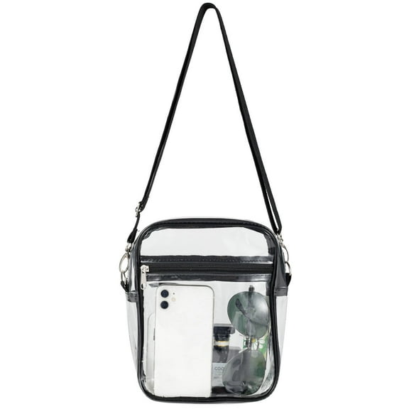 NUAHRHY Clear Crossbody Purse Bag Stadium Approved Transparent Shoulder Bag See Through Gym Waterproof Zippered Tote