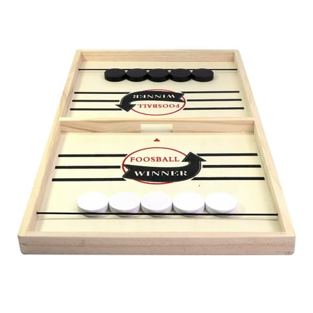 Fast Sling Puck Game, Foosball Winner Board Game, Wooden Slingshot Hockey Table Game for Kids Adults & Family Party