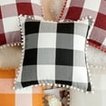 thumbnail image 5 of PiccoCasa Retor Checked Plaid Throw Pillow Covers Black Beige White Polyester 1, 5 of 8