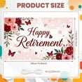 thumbnail image 2 of Floral Design Happy Retirement Banner Butterfly Accent Retirement Backdrop Pink Red Roses Celebration Banner for Retirement Party Office Celebration Family Gathering, 2 of 9