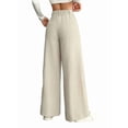 thumbnail image 4 of Corduroy Pants for Women Casual High Waisted One Buttoned Stretchy Loose Fit Wide Leg Pants with Pockets Cream White L, 4 of 9