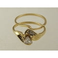 thumbnail image 2 of Mahablijewels Trillion Cut Cubic Zirconia Engagement Ring Set 14K Yellow Gold Finish, 2 of 5