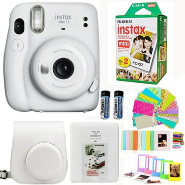 Fujifilm Instax Mini 11 Ice White Camera with Fuji Instant Film Twin Pack (20 Pictures)   Case With Strap , Album, Stickers, and More Accessories Bundle