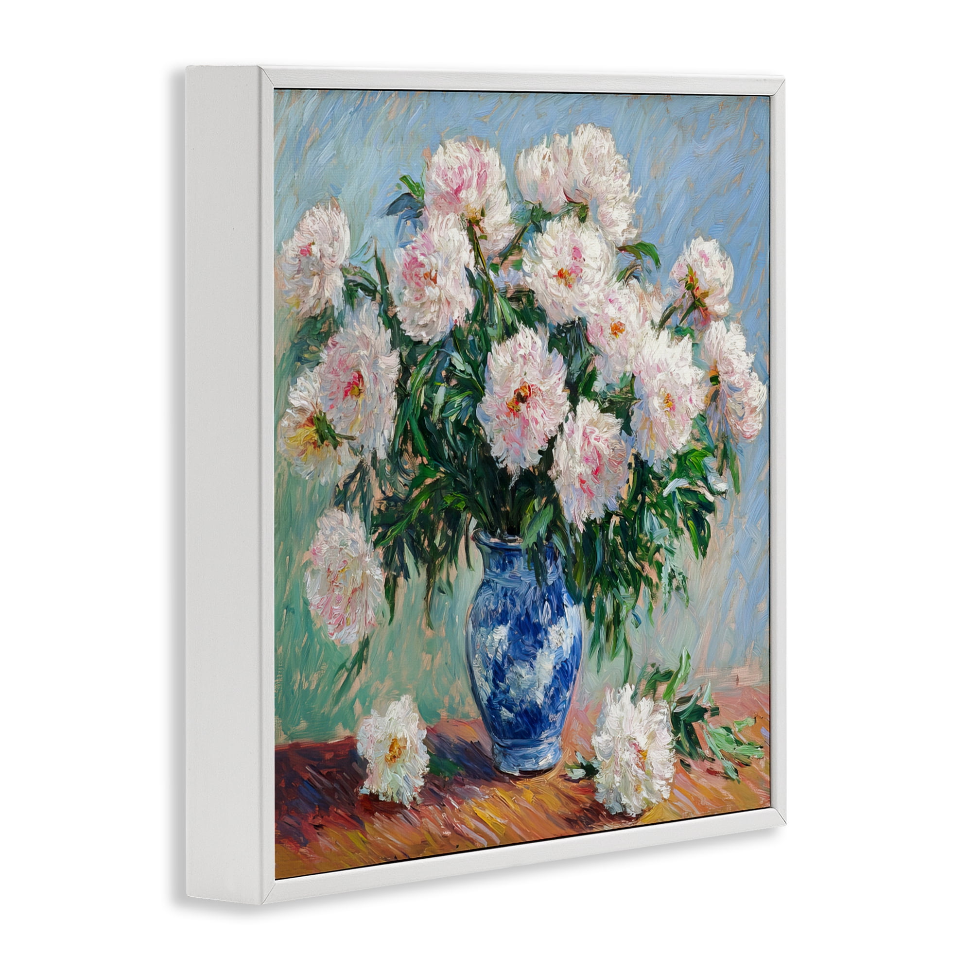 Stupell Industries Peonies in Blue Vase White Framed Giclee Art, design by Tina LeCour