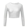 thumbnail image 4 of Outfmvch Crop Tops for Women Sheer Mesh Long Sleeve Crop Tee Womens Tops Crop Tops White, 4 of 8