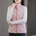 thumbnail image 5 of Womens Lightweight Puffer Vest Jacket Plus SIze Winter Thick Warm Outerwear Sleeveless Stand Collar Full-zip Coat (2XL, Pink), 5 of 7