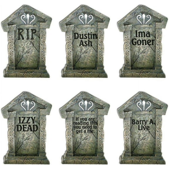 VictoryStore Yard Sign Outdoor Lawn Decorations - Fake Tombstones Graveyard Gravestones - Halloween Yard Decoration - Set of 6, 21.3 inches X 14.8 inches