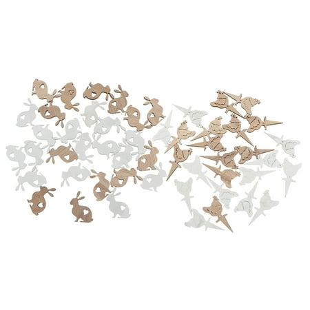 

1 Set 60 Pcs Easter Wood Slices Chicken Rabbit Shaped Decors Kids DIY Accessories (White Wood Color)