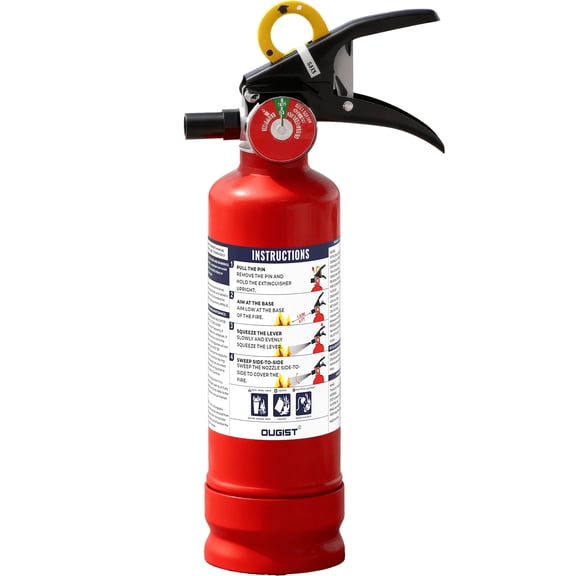 Ougist ABC Dry Chemical Fire Extinguisher 2.5 lb, 1-A:10-B:c Rated with Wall Mount Bracket & Quick-Release Handle, Used for Kitchen Car Boat Vehicle