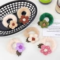 thumbnail image 4 of Aoanydony Hair Ties Woolen Flower Plush Decorate Hairs Rope Easy Matching Lovely Holder Accessory Women Girls Gift Date Winter Coffee White, 4 of 6