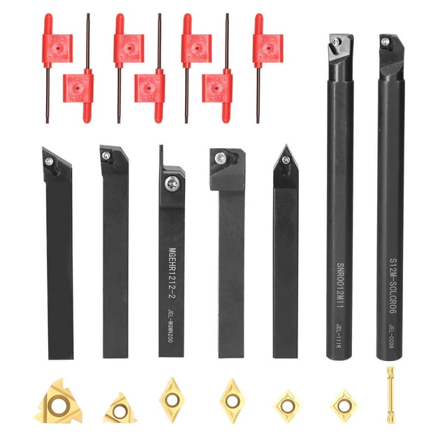 Generic 7pcs 12mm Shank Diameter Lathe Turning Tool Holder Boring Bar Inserts Set for Processing Steel Parts