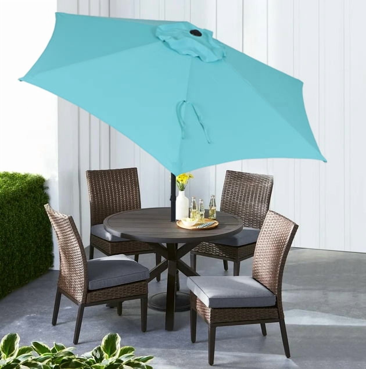Mainstays Outdoor 7.5' Aqua Round Market Patio Umbrella, Push-up, 3-Angle Tilt