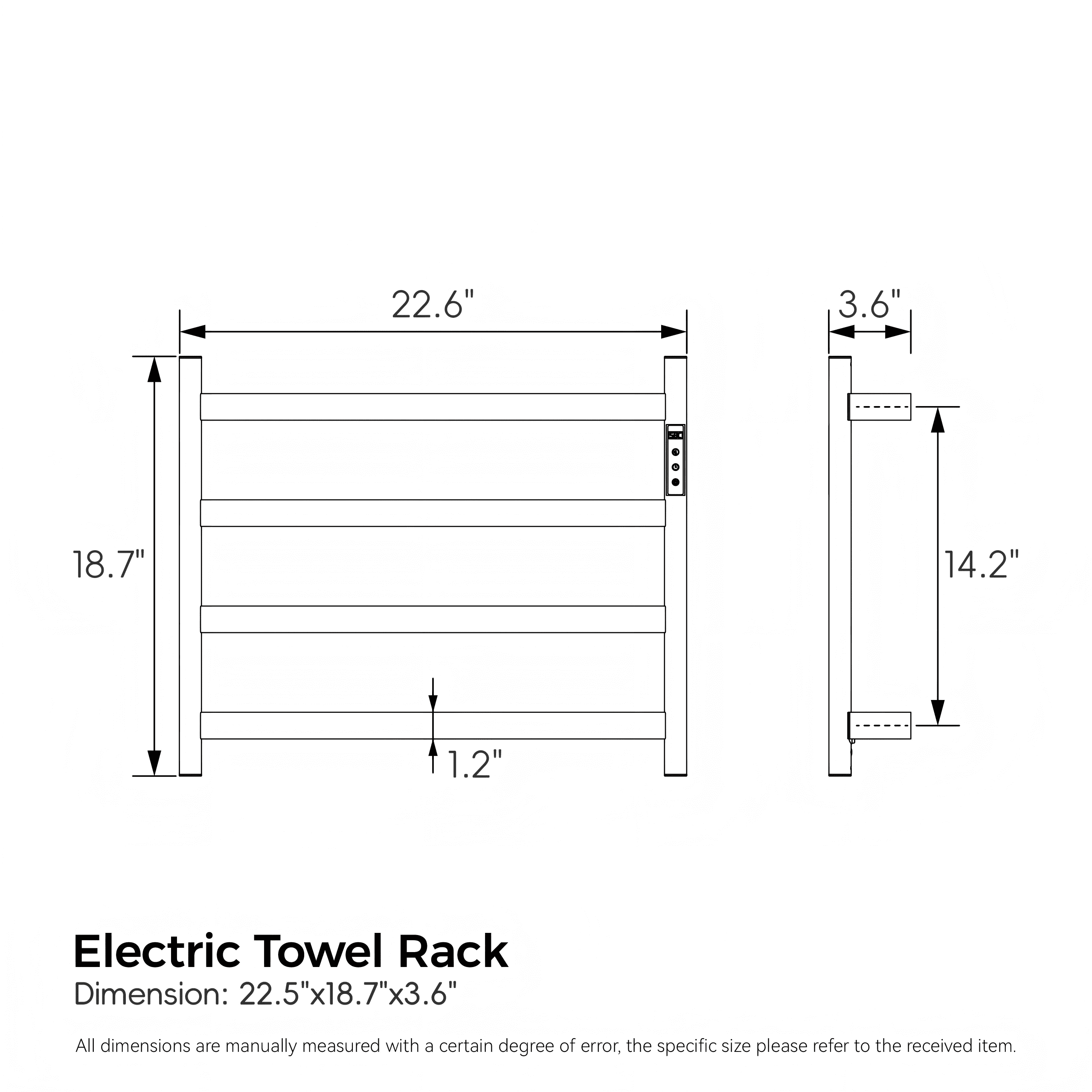 22.5" Heated Towel Rack for Bathroom,Wall Mounted with Intelligent Touch Screen Timer, 4-Bar Towel Warmer, 304 Stainless Steel Polished, Plug-in/Hard-Wired