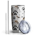 thumbnail image 2 of 20 Oz Beagle Dog and Footprints Coffee Tumbler Double Wall Insulated Stainless Steel Water Bottle | Metal Reusable Thermoses Flask with Cup Cap | Leak & Sweat Proof with Anti-Dust Lid, 2 of 7