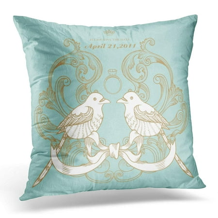 ECCOT Wedding Love Bird with Ring Best for RSVP Vintage Pillowcase Pillow Cover Cushion Case 18x18 (Best Way To Rsvp For A Wedding)