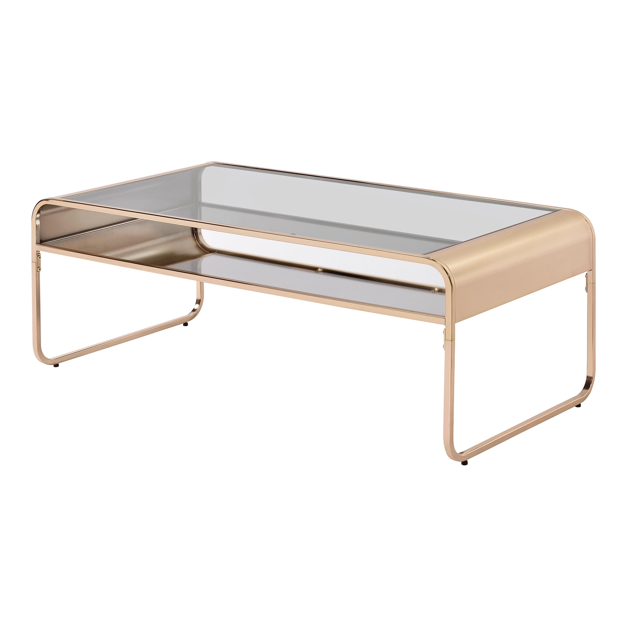 Furniture of America Twila Glass Top Coffee Table, Gold