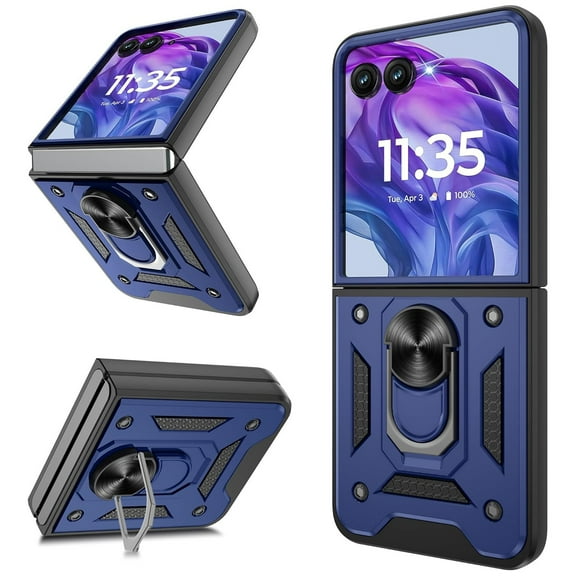 Ring Holder Hybrid Case for Motorola Razr Plus 2024 - Blue