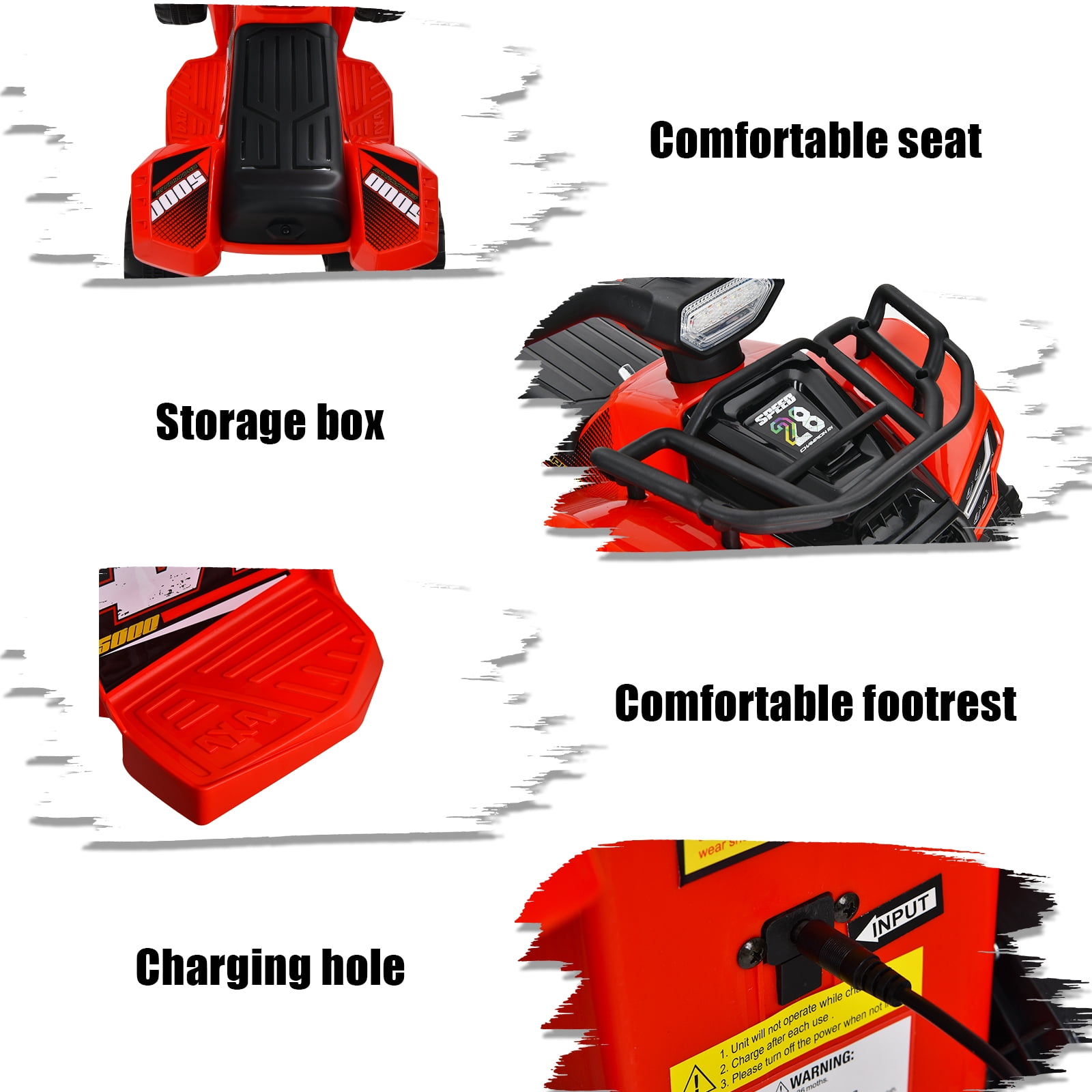 Infans 6V Kids ATV Quad Electric Ride On Car Toy Toddler w/LED Light&MP3 Rose