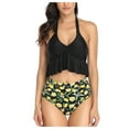 thumbnail image 2 of WREESH Women'S High Breast Contrast Gradient Split Bikini Set One Piece Swimsuit, 2 of 9