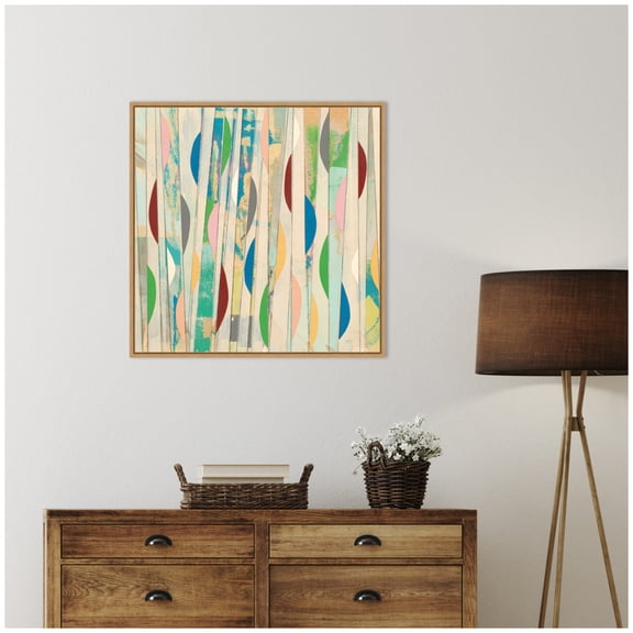 Kate and Laurel Framed Canvas Wall Art Print Geometric Abstract 2 30x30 FC by Felicia Dadak, 30 x 30 Sylvie Natural Frame, Modern Contemporary, Abstract Art for Wall Decor