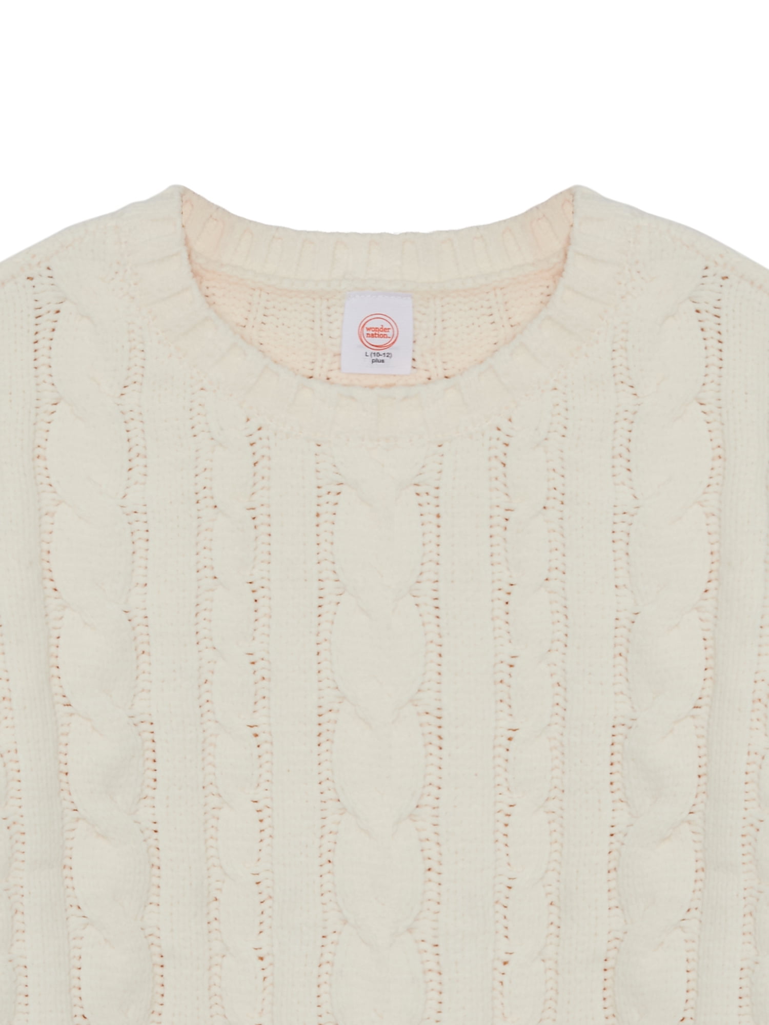 Wonder Nation Girls Chenille Sweater with Long Sleeves, Sizes 4-18 & Plus