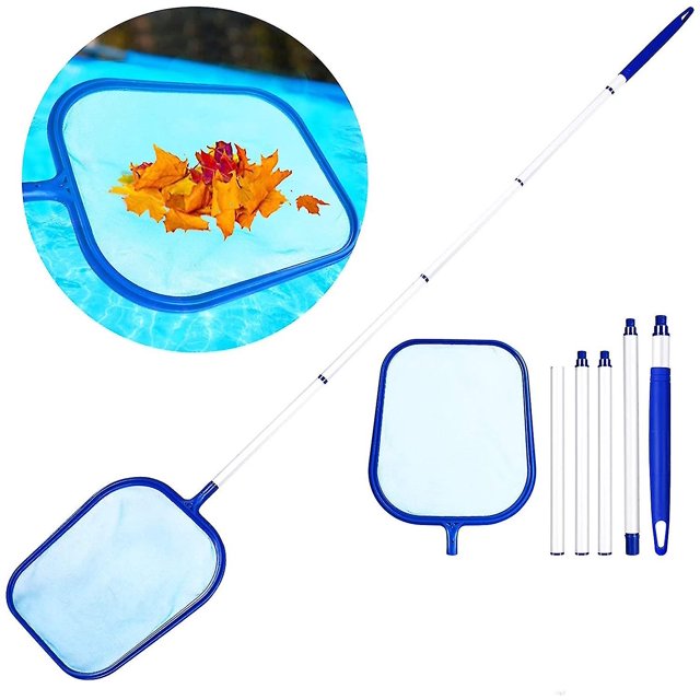 Surface Landing Net, Leaf Skimmer With 1.2m Detachable Handle Fine Mesh Net Swimming Pool Cleaning Kit For Swimming Pool, Ponds, Fountain (blue)