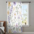 thumbnail image 4 of Purple Yellow Floral Sheer Curtains 63 Inches Long, Watercolor Wildflowers Botanical Light Filering Curtains, Breathable Simi Curtain Privacy Drapes for Living Room Bedroom Window Treatment, 4 of 9