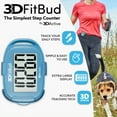 thumbnail image 5 of 3DFitBud Simple Step Counter Walking 3D Pedometer with Clip and Lanyard, A420S (Blue), 5 of 7