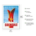 thumbnail image 2 of Grenoble France - Winter Sports Market (Marché Des Sports D’Hiver) - Vintage Travel Poster by Gaston Gorde C.1954 - Fine Art Rolled Canvas Print 27in x 40in, 2 of 4
