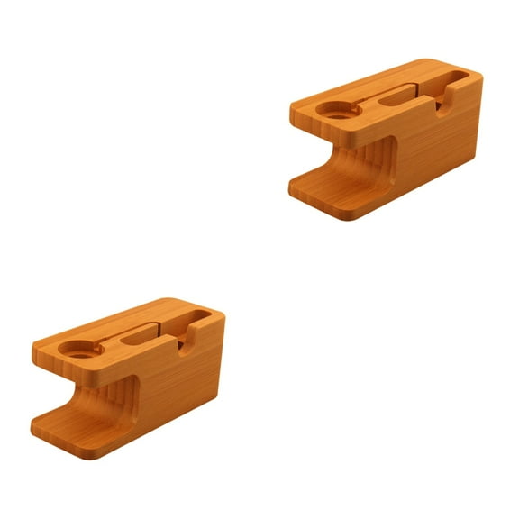 Raindrops 2pcs Wood Charging Station Cell Phone Docking Stand Office Electronics Desk Organizer Mobile Phone Stand Holder Compatible for iPhone and Watch