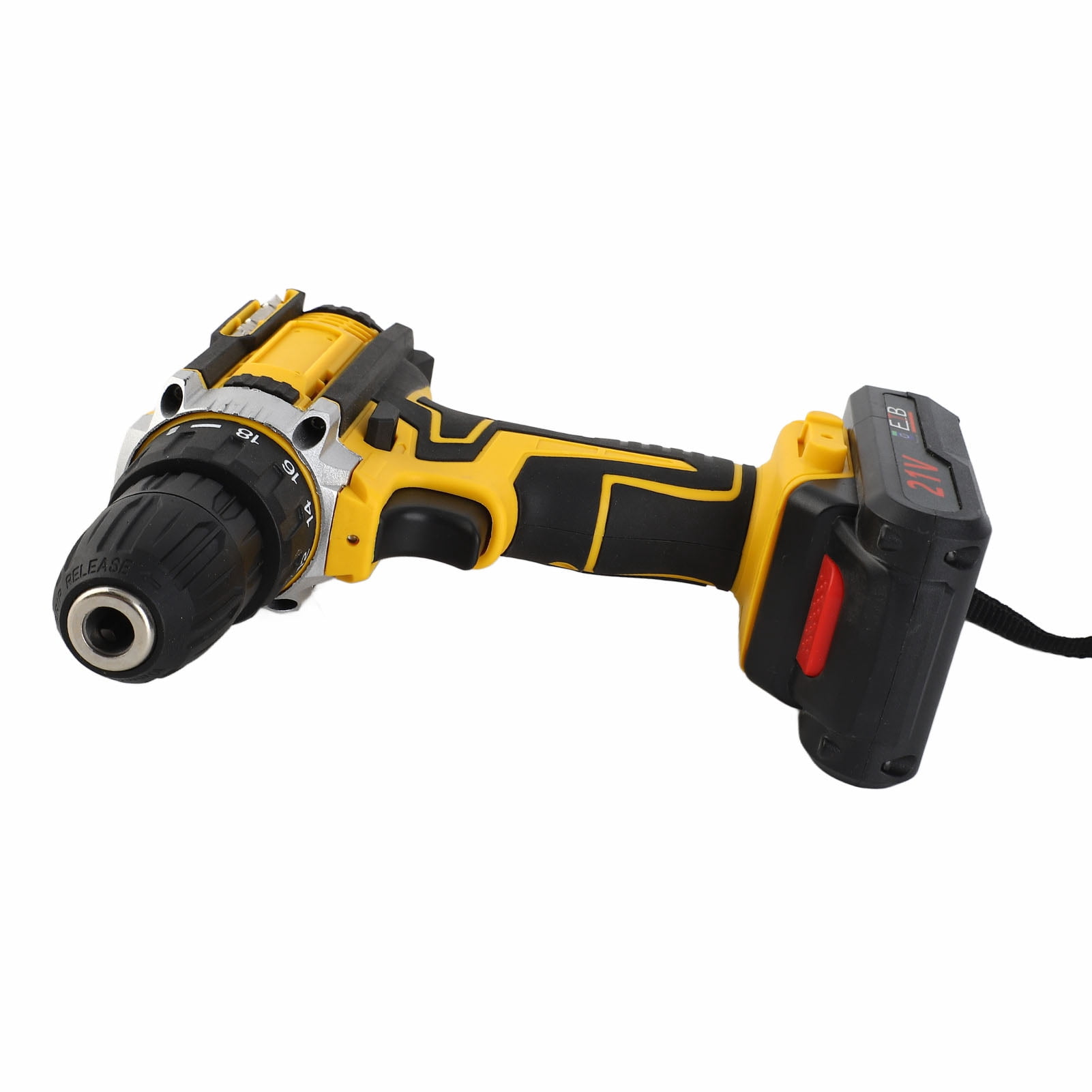 Set 21V Cordless Electric Drill Brushed Motor 2 Speeds Adjustment 18 Gears of Torsion Adjustable Holes Drilling Machine