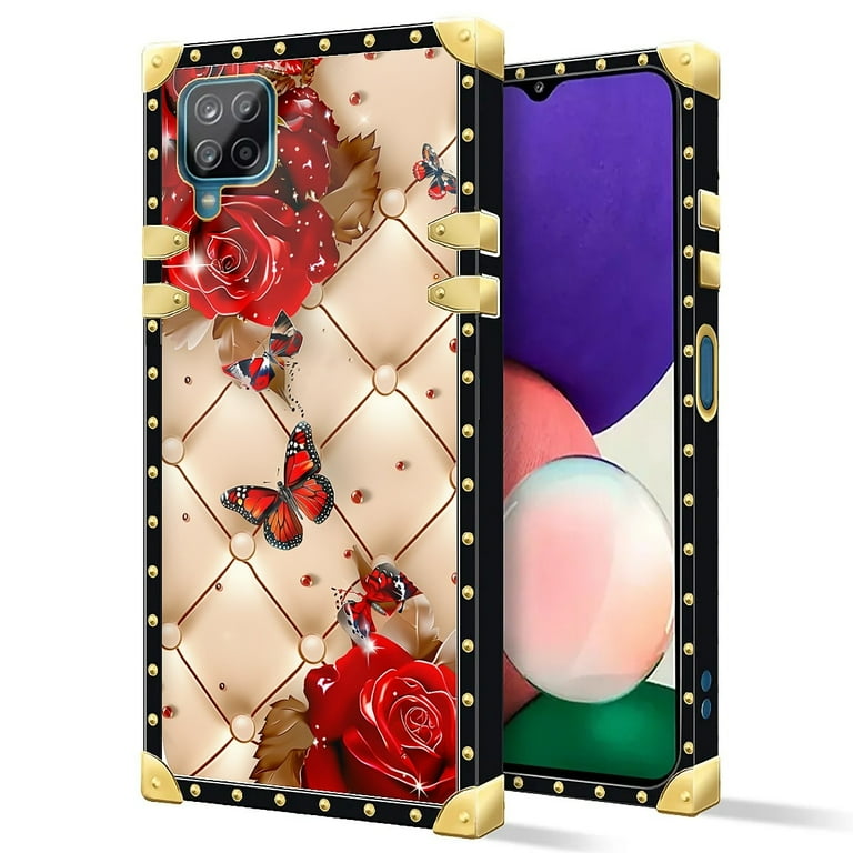 Girl Galaxy A12 Casing Galaxy A12 Case W[Temper Glass] Cute Liquid Glitter  Bling Diamond Bumper