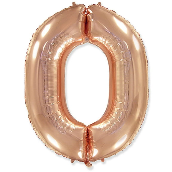 42 inch Number 0 - Rose Gold Foil Mylar Balloon - Party Supplies Decorations