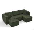 thumbnail image 6 of Modular Sofa, 3-Seat Sectional for Small Spaces, No Assembly Corduroy Couch, Reversible Chaise, Minimalist Living Room Furniture, Green, 6 of 11