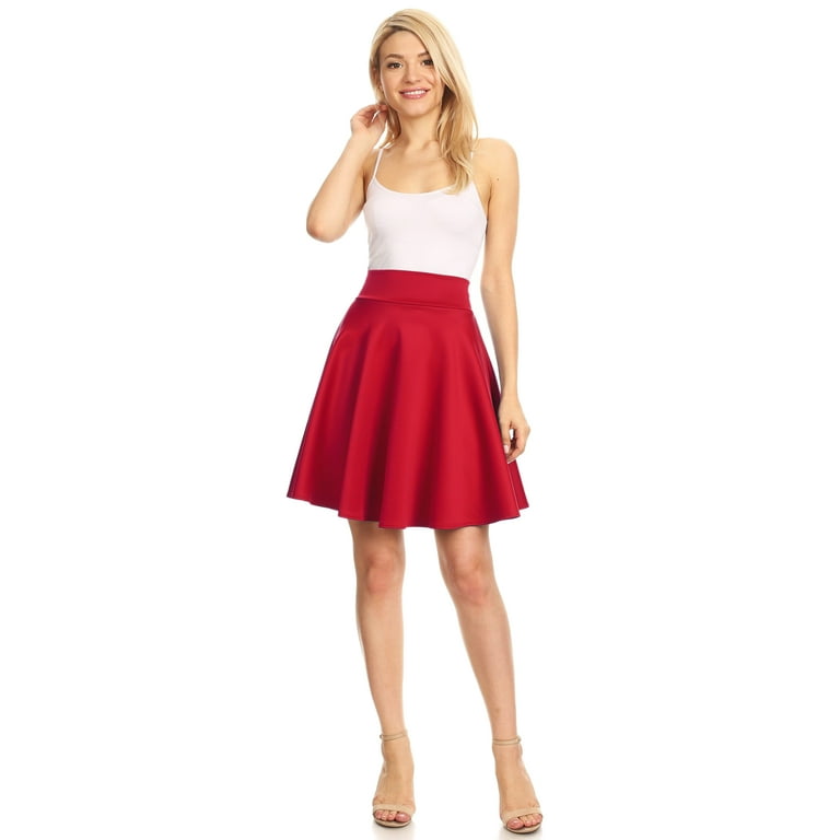 MBJ Womens Versatile Stretchy A-Line Mini Skater Skirt MBJ Womens Versatile Stretchy A-Line Mini Skater Skirt