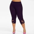 thumbnail image 5 of Abcnature Plus Size Yoga Pants for Women, Womens High Waist Yoga Capris with Pockets, Workout Sports Running Athletic Capris Leggings with Pocket Purple 4XL, 5 of 8