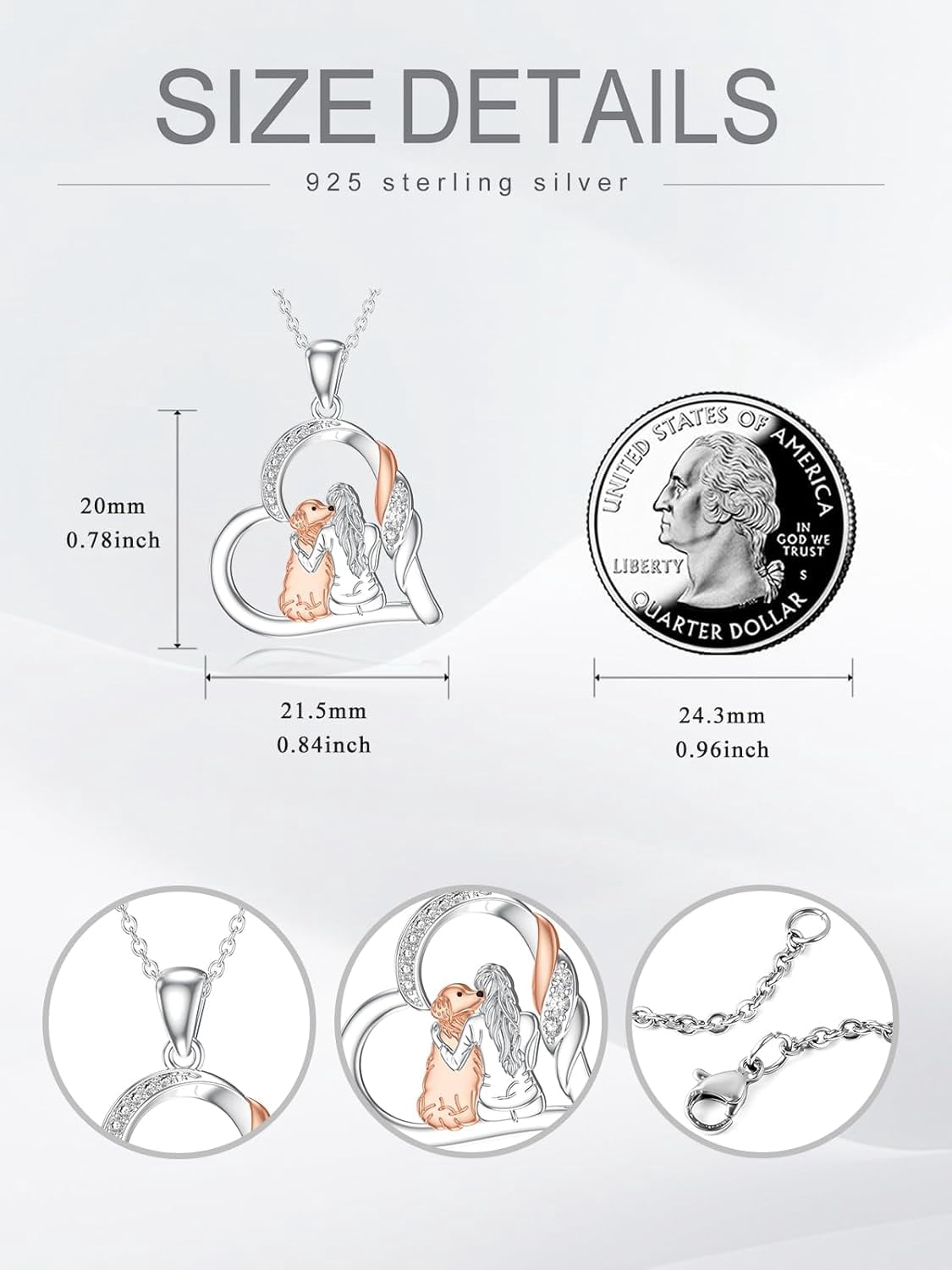 Dog Necklace for Women 925 Sterling Silver Hug Dog Heart Pendant Memorial Gifts Puppy Jewelry Christmas Stocking Stuffers for Mom Friend