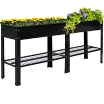 Sunnydaze 35.75" x 16" x 31.75" Black Galvanized Steel Raised Garden Bed, Set of 2