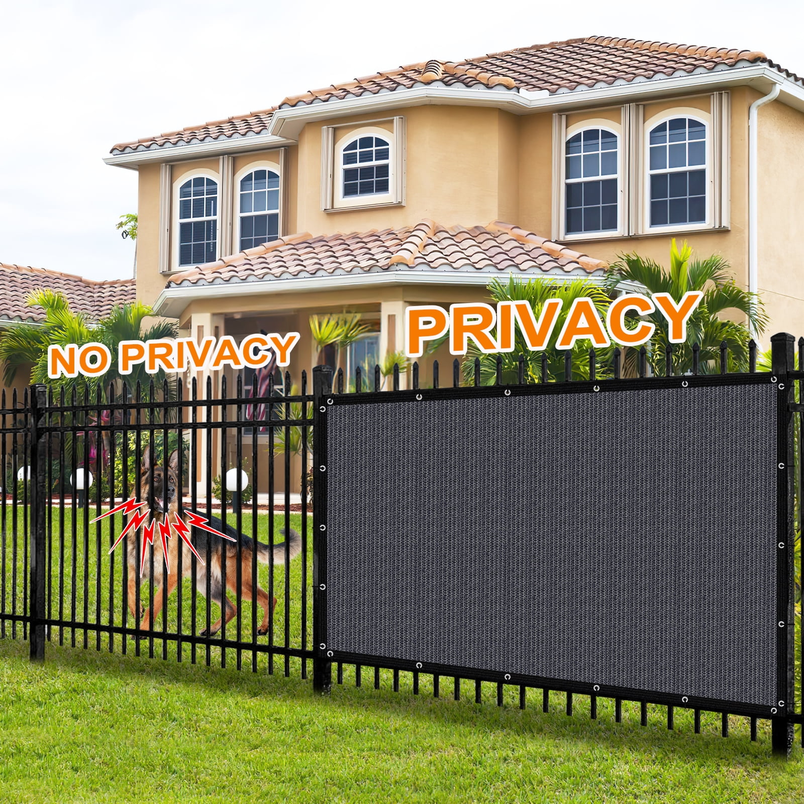 Jane Stone 5'X12' Rectangular 200 GSM UV Protected 100% HDPE Shade Cloth with Grommets,90% UV Block Outdoor Canopy Screen,Blue Gray