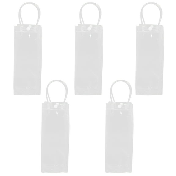 5 Piece Foldable Transparent PVC Wine Cooler Bag Set for Home with Leakproof Design and Portable