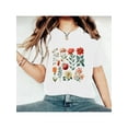 thumbnail image 1 of Vintage Floral Print Crew Neck T-Shirt for Women, Casual Summer Knit Polyester Tee, Regular Length, with Geometric Pattern, Short Sleeve Top, 1 of 6