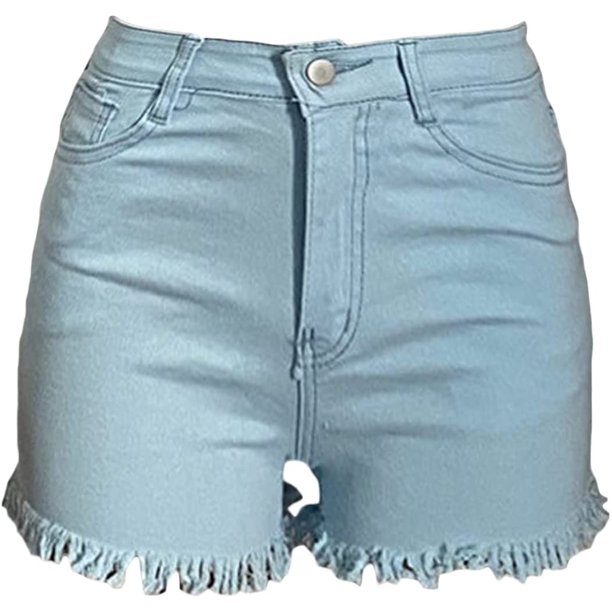 Short En Jean Femme Bluespice Taille 5 (M), Bleu, Ourlet Brut, Décontracté Et Confortable