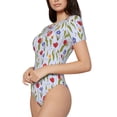 thumbnail image 2 of Naloa Tulips Flowers Women's Short-Sleeved Onesie, One-Piece Swimsuit for Parties, dates, clubs - XX-Large, 2 of 9