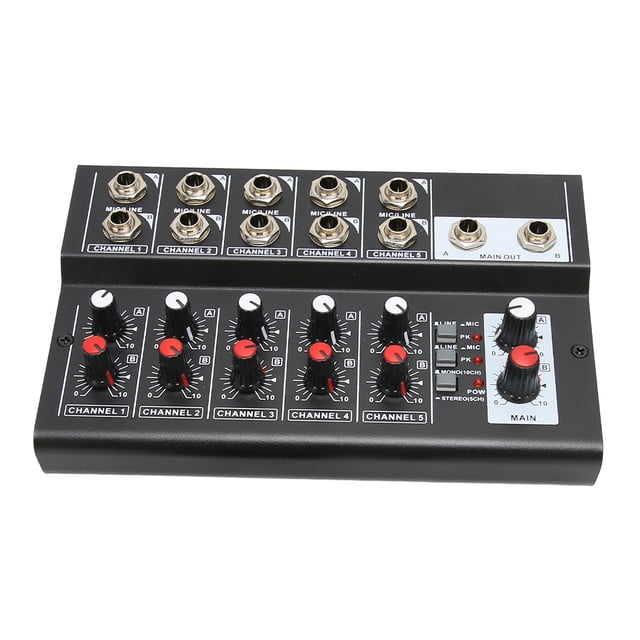 Mezclador de Línea de 10 Canales de Bajo Ruido Con 2 Perillas de Volumen Maestro, Ideal para Bares de Clubes Pequeños, Carcasa de Metal, Fácil de Configurar