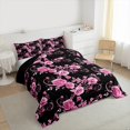 thumbnail image 4 of Manfei Romantic Pink Rose Full Size Comforter Sets, Western Valentines Day Bedding Comforter Set, Teens Adult Men Women Reversible Bedding Sets, Microfiber Bedroom Decor, 3-Piece, 4 of 9