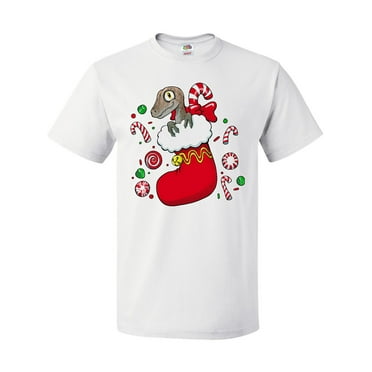 Inktastic There's a Dinosaur in My Christmas Stocking with Candy Canes T-Shirt