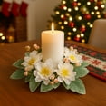 thumbnail image 6 of JeashCHAT Christmas Peony Candle Ring Wreath, Artificial Peony Flower Candle Ring Holder for Christmas Wedding Holiday Party Home Table Centerpiece, 6 of 6