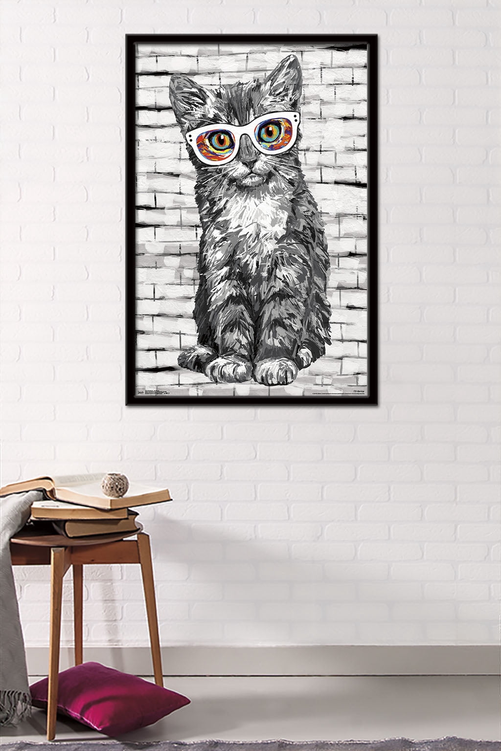 PD Moreno - Cat Glasses Wall Poster, 22.375" x 34", Framed